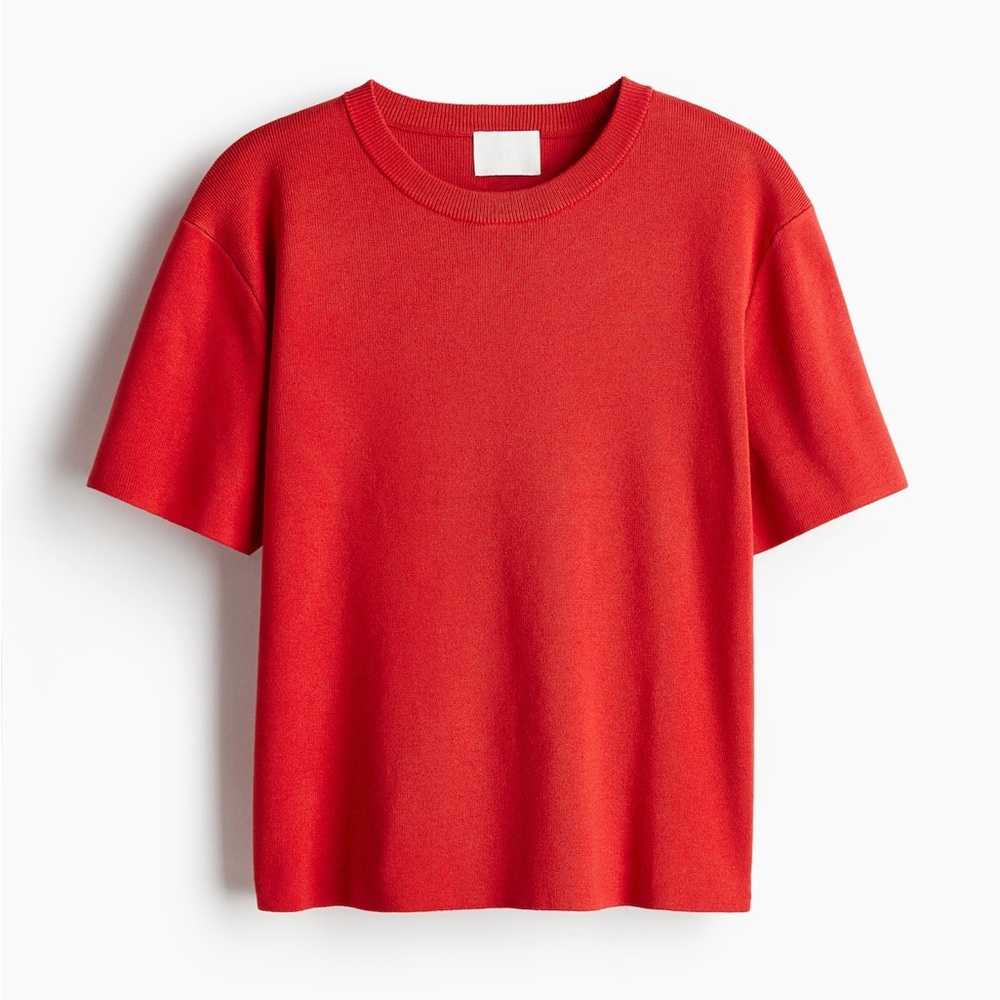 NWOT H&M Fine-Knit Short Sleeve Top | Red | Women’s S